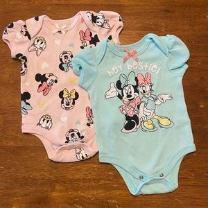 Minnie and Daisy Bestie 0-3m Onesie Pair